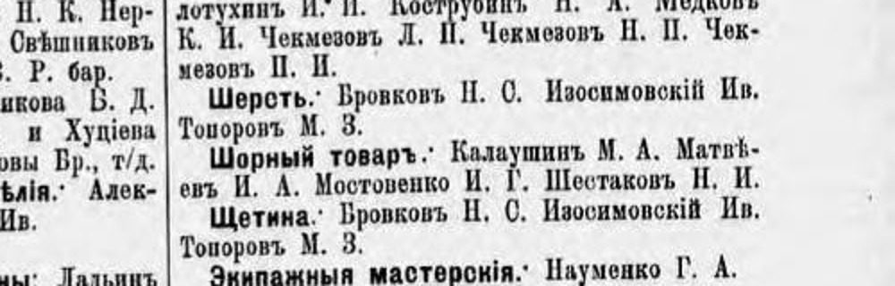 «Вся Россия», 1912, ст. Лабинская: «Шорный товар. Калаушин М. А.»